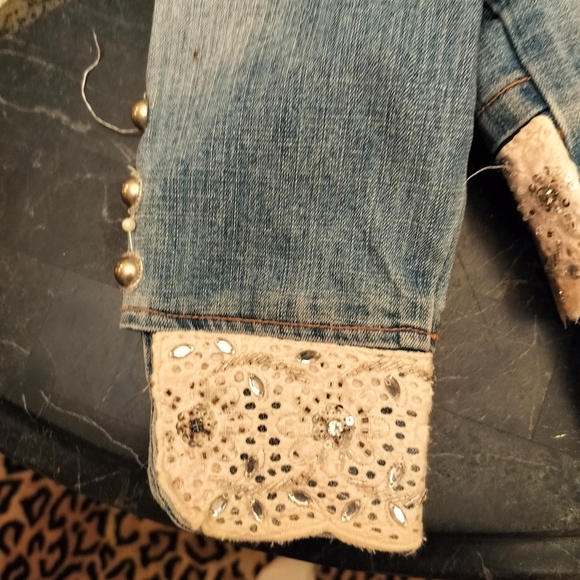 Miss F&2 Vintage Lace Trim Cream Blue Top and Shorts - Picture 9 of 11